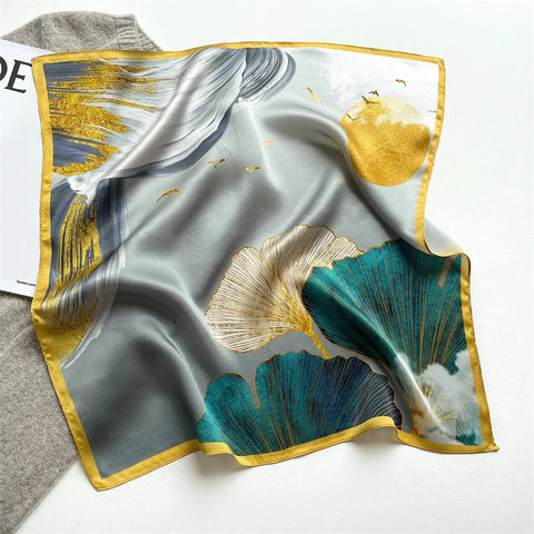 2025 100% Real Silk Scarf - 53cm Square Women's Bandelet