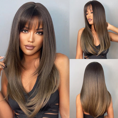 DropShipping EASIHAIR Long Blonde Ombre Synthetic Wigs for Women - Wavy High Density Cosplay Wig