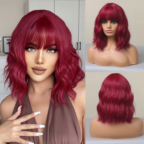 EASIHAIR Ombre Brown Blonde Wigs with Bangs - Layered Heat Resistant Synthetic Wig for Women