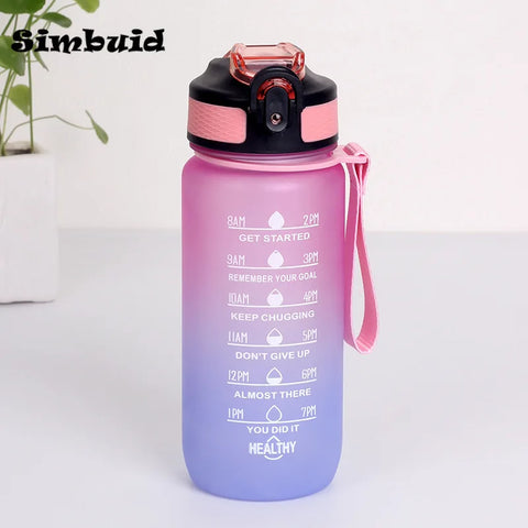 Gradient Color Sports Bottle with Time Scale – 600ML/750ML/1000ML Portable Fitness Mug