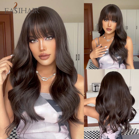 DropShipping EASIHAIR Long Blonde Ombre Synthetic Wigs for Women - Wavy High Density Cosplay Wig