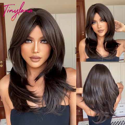 Gray Ash Blonde Pink Highlight Synthetic Hair Wigs with Bangs - Long Straight Ombre Cosplay Wig for Women