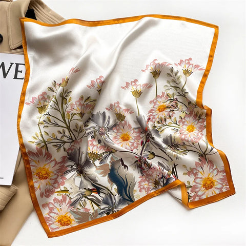 2025 100% Real Silk Scarf - 53cm Square Women's Bandelet