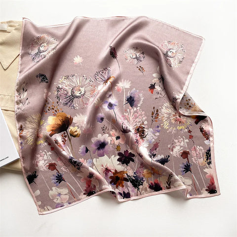 2025 100% Real Silk Scarf - 53cm Square Women's Bandelet