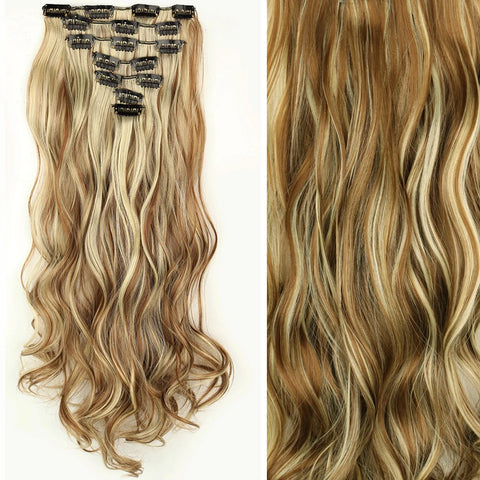 22-Inch Long Straight Wavy Hair Extensions Set