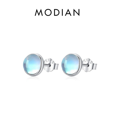 Modian 925 Sterling Silver Moonstone Stud Earrings
