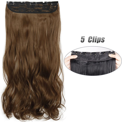 Long Wavy 5 Clip In Hair Extensions - Black Blonde Mix