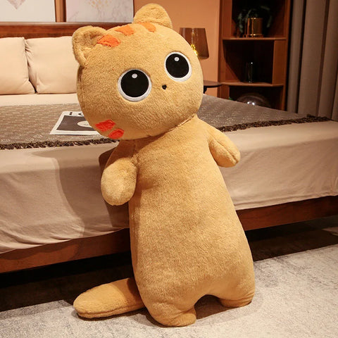 Big Long Cat Plush Pillow – Soft Stuffed Nap Cushion for Kids’ Birthday & Home Comfort