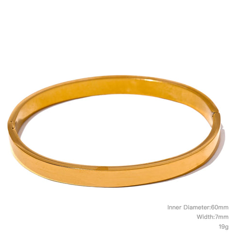 Yhpup High Quality Stainless Steel Round Wide Bracelet Bangle – Fashion Texture in Gold and Silver Color, Waterproof Charm Jewelry Gift