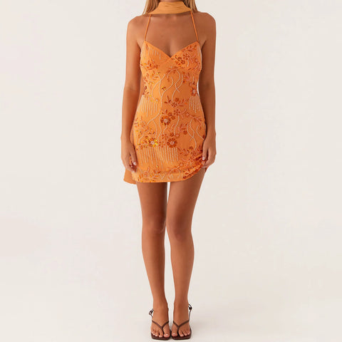 Hirigin Cami Mini-jurk met pailletten en kralen
