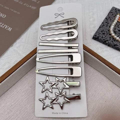 Stylish Silver Metal Duckbill Hair Clips for Women and Girls - Y2K Bangs Accessories