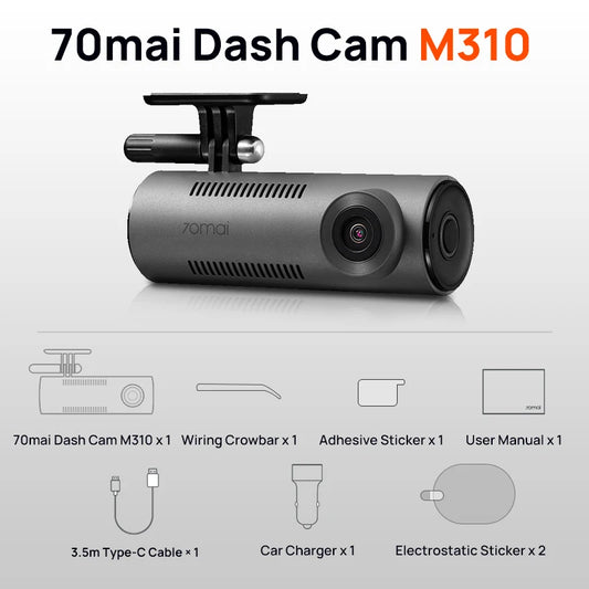 70mai Dash Cam M310: 1296P HD, slimme spraakbediening, 24/7 parkeerbewaking