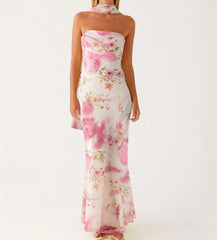Hirigin Women's Floral Strapless Dress