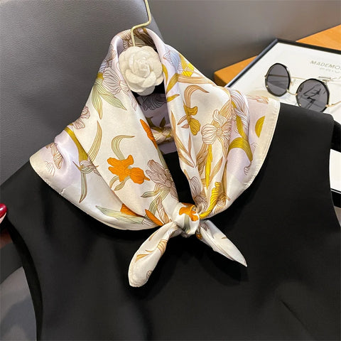 2025 100% Real Silk Scarf - 53cm Square Women's Bandelet