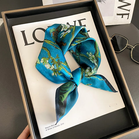2025 100% Real Silk Scarf - 53cm Square Women's Bandelet
