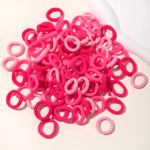 Set van 100 kleurrijke haarbanden voor meisjes - Nylon elastische rubberen bandjes paardenstaarthouders voor kinderen 