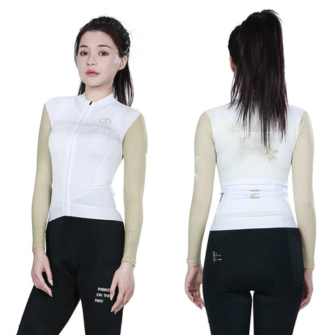 INBIKE Women Cycling Jersey Long Sleeved Bike Tops - Breathable MTB Cycle Jerseys with 3 Pockets