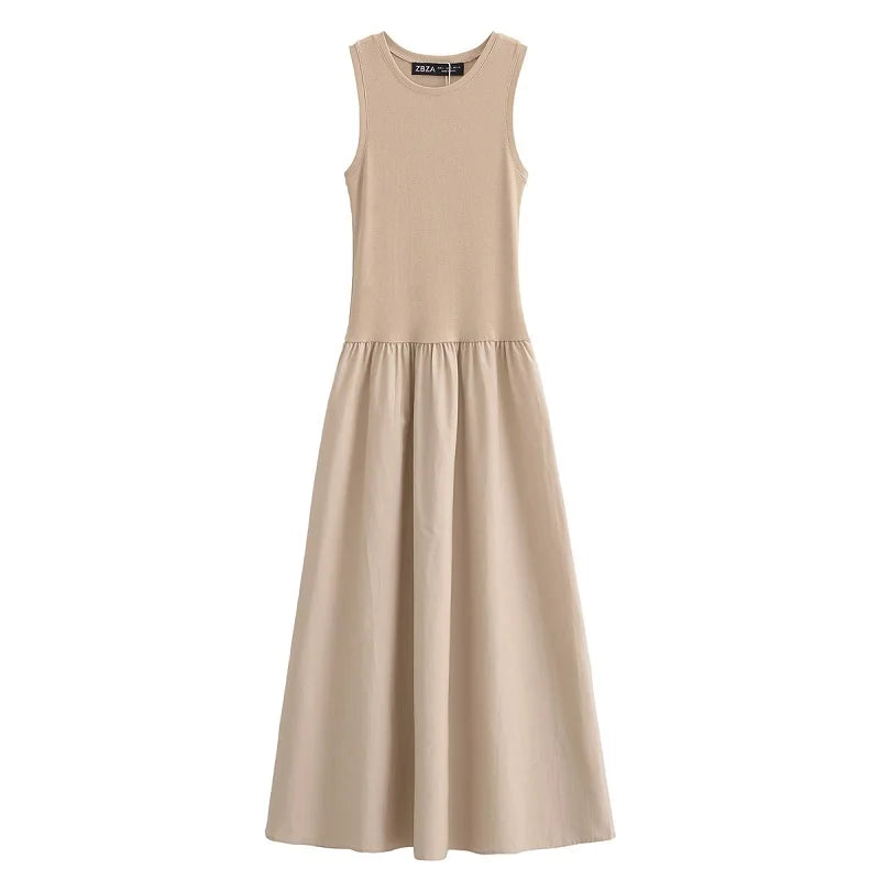 MUJER Black Pleated Long Dresses for Women