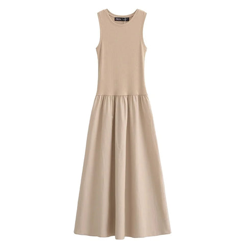 MUJER Black Pleated Long Dresses for Women