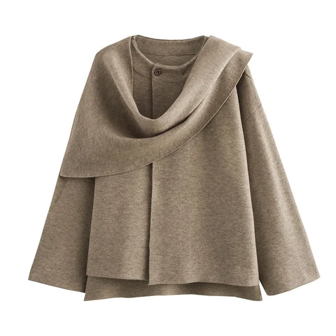 MUJER Pluche Winterjassen voor Dames - Asymmetrische Sjaal Halfseizoen Jas