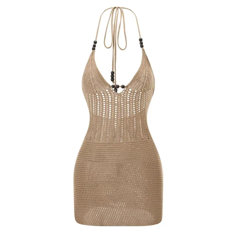 Hirigin Women Backless Halter Mini Dress