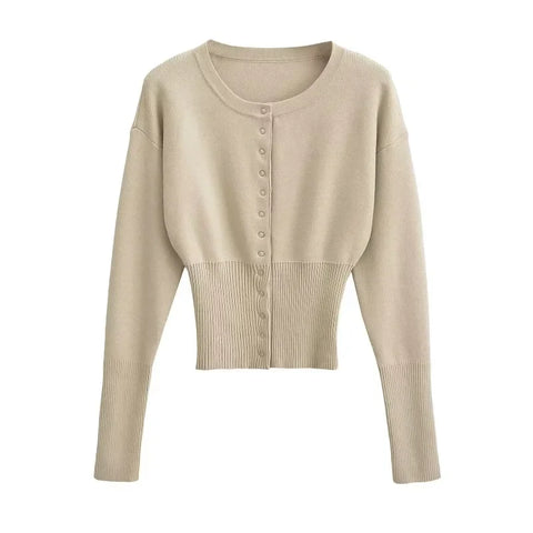 Tuularose Women's Spring Cardigan - Casual Solid Knit Sweater for Stylish Street Fashion