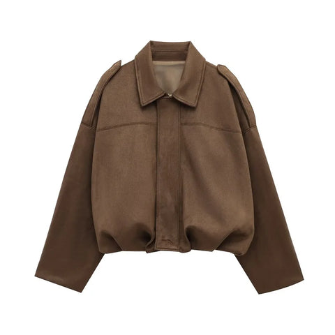 MUJER 2025 Suède Bomberjacks voor Dames - Oversized Streetwear Zip Jassen