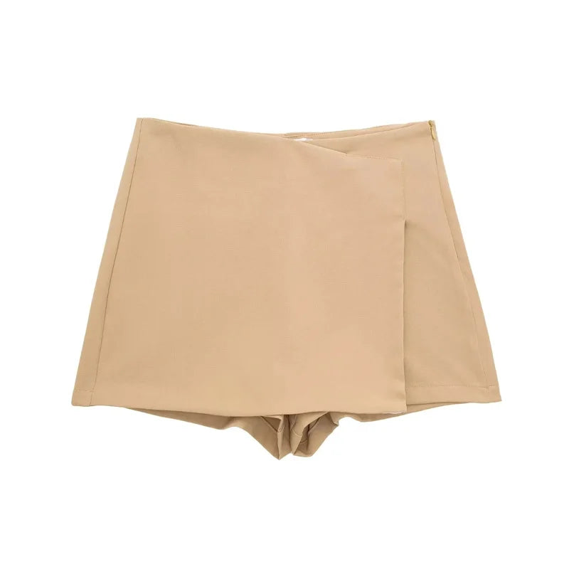 MUJER 2025 Asymmetric Skort for Women - Black High Waist Mini Skirt Shorts