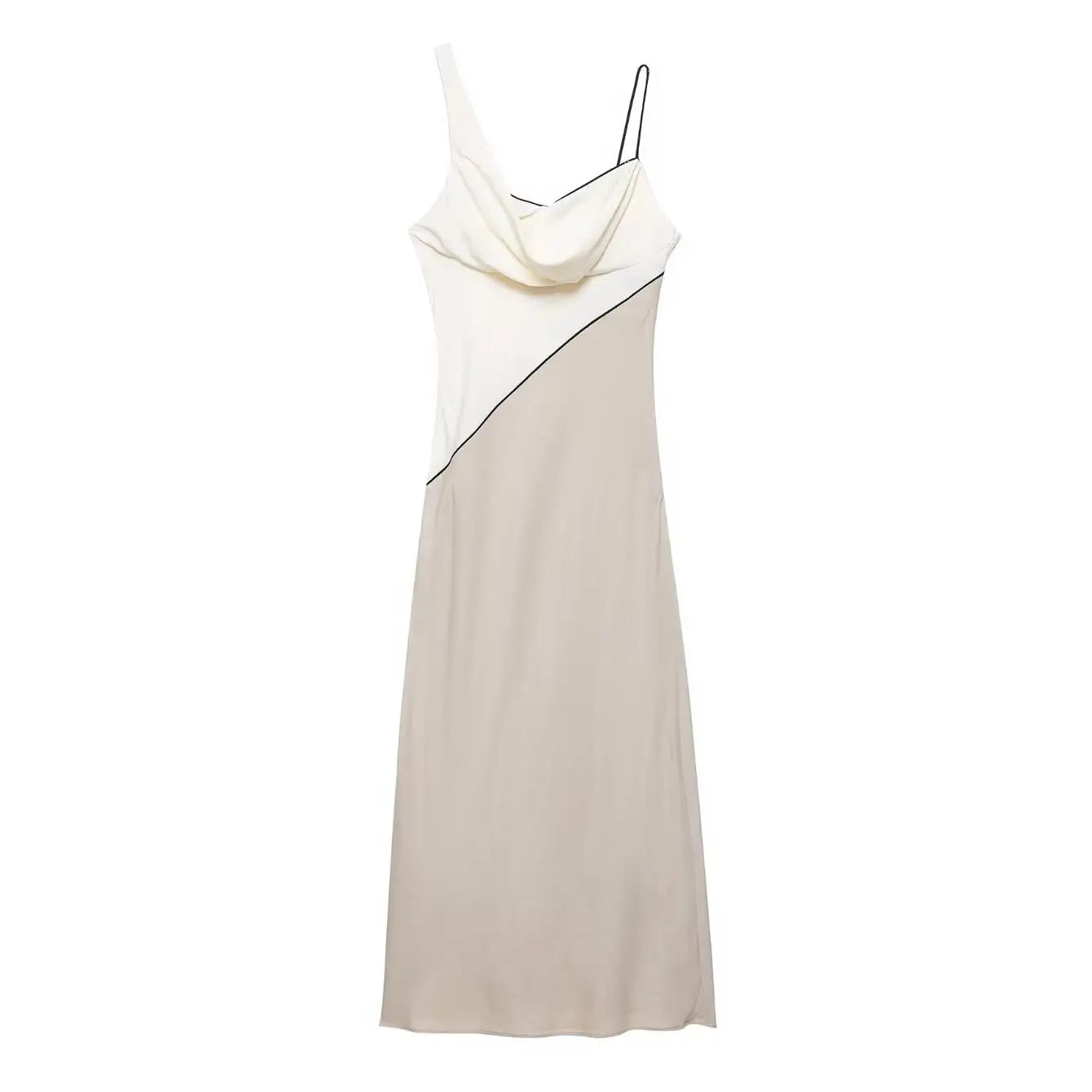 TFMLN Elegant Women Patchwork Slim Strap Dress