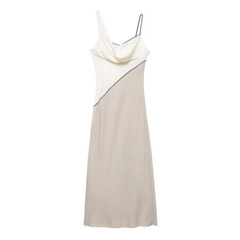 TFMLN Elegant Women Patchwork Slim Strap Dress