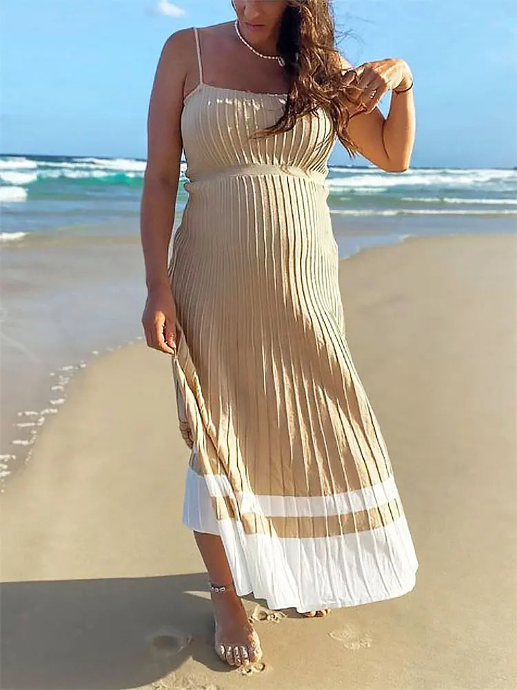 Tossy Backless Ribbed Maxi-jurk voor dames - Zomervakantie Feest Bodycon Zwangerschapsjurk 