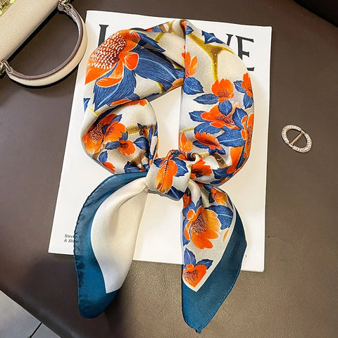 2024 Silk Cat Print Shawl Headscarf