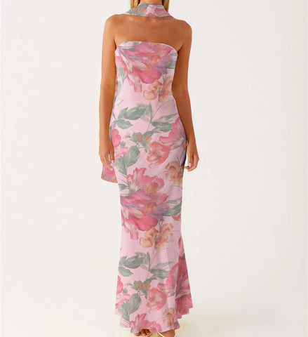 Hirigin Women's Floral Strapless Dress