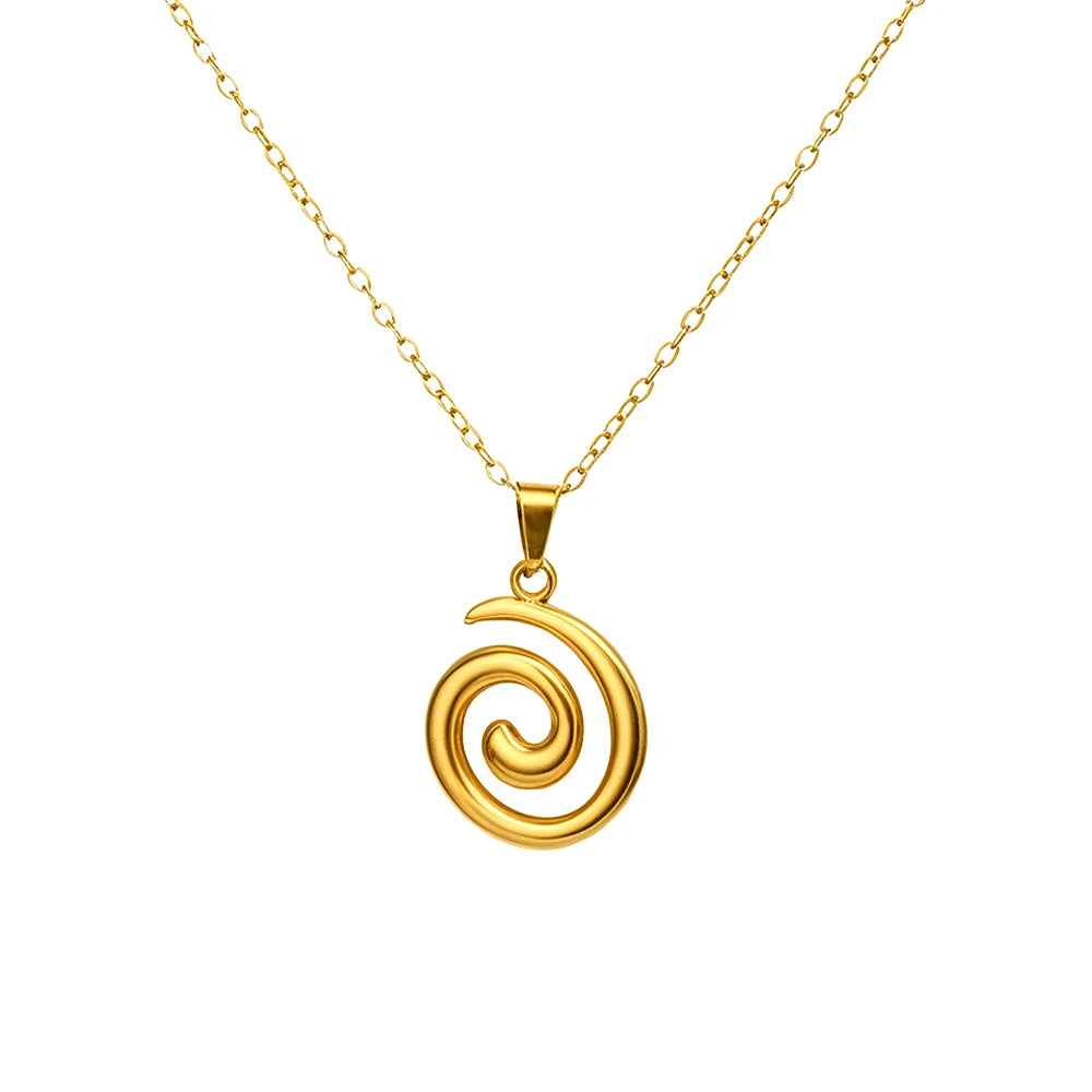 DGIDDK Stainless Steel Spiral Pendant Necklace for Women - Trendy Jewelry for Parties and Commuting