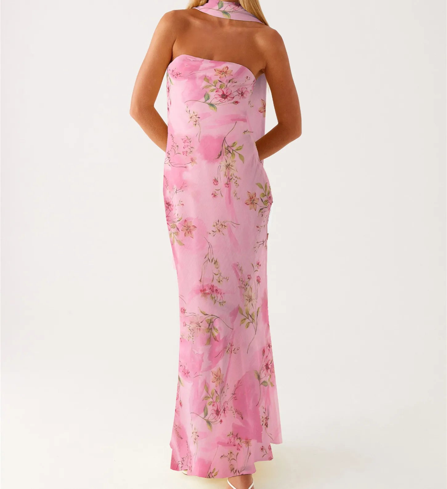 Hirigin Women's Floral Strapless Dress