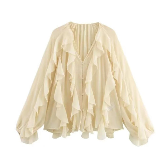 MUJER Ruffle Dames Blouses - Casual Lente Tops 