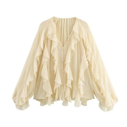 MUJER Ruffle Dames Blouses - Casual Lente Tops 