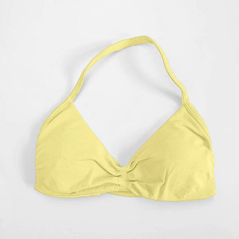 NCLAGEN Strappy Bra Gym Top for Women – High Support Seamless Halter Sports Bra with Pads