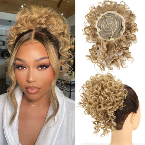 Messy Hair Bun Hair Piece - Large Curly Loose Wave Ponytail Extension