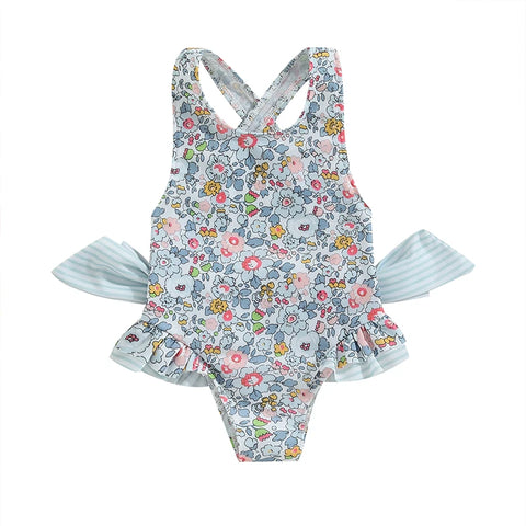 Tregren Kids Girls Floral Print Swimsuit