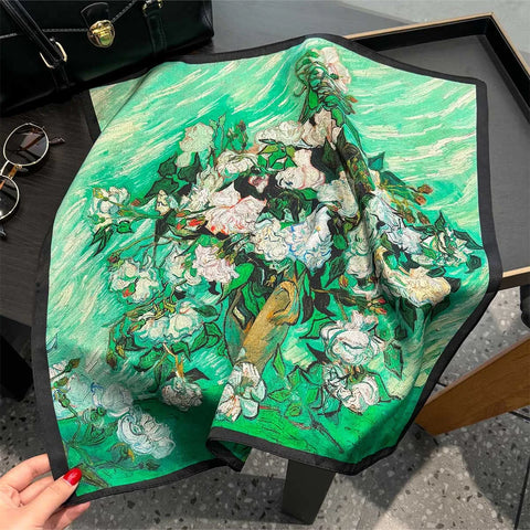 2025 100% Real Silk Scarf - 53cm Square Women's Bandelet