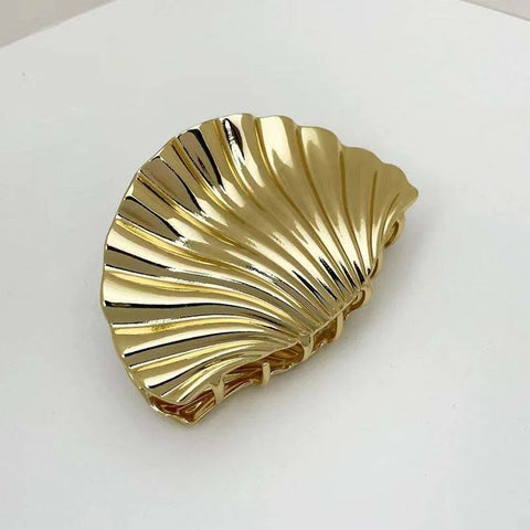 Fashion Gold Color Metal Shell Hair Claws for Women - Trendy Crab Clamps and Clips