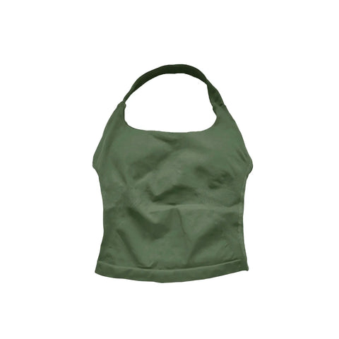 NCLAGEN Women's Longline Strappy Gym Halter Top - Padded Activewear for Yoga, Fitness & Running