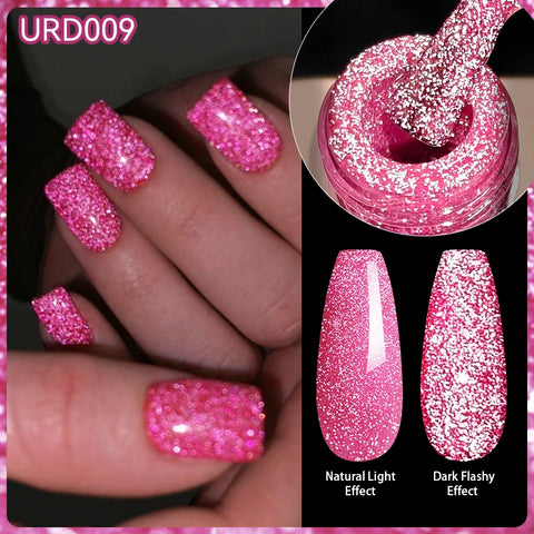 UR SUGAR 15ml Champagne Gold Silver Reflective Glitter Gel Nail Polish