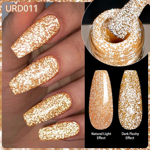 UR SUGAR 15ml Champagne Gold Silver Reflective Glitter Gel Nail Polish