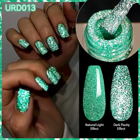 UR SUGAR 15ml Champagne Gold Silver Reflective Glitter Gel Nail Polish
