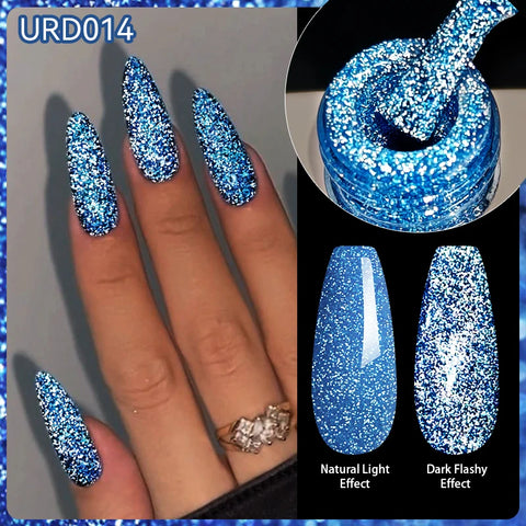 UR SUGAR 15ml Champagne Gold Silver Reflective Glitter Gel Nail Polish