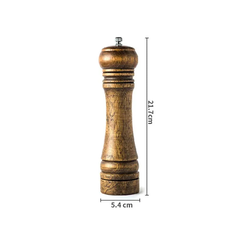 Classical Oak Wood Pepper Spice Mill Grinder Set - Adjustable Ceramic Grinding Core