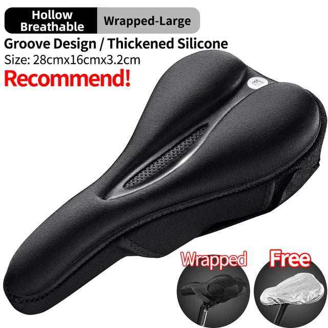 ROCKBROS Silicone Bicycle Saddle: Breathable MTB Seat Cushion Cover for Ultimate Comfort
