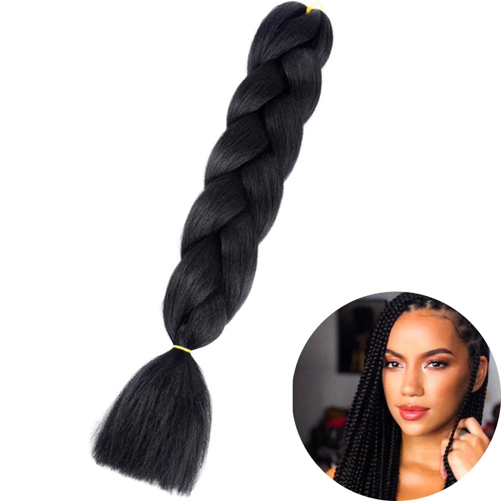 24" Synthetic Yaki Braids Hair - Ombre Kanekalon Jumbo Braid Hair Extensions for Women